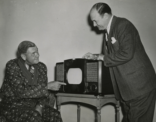 In 1947 ailing baseball star Babe Ruth was presented with a television set so that he could watch the New York Yankees play from his armchair at home.